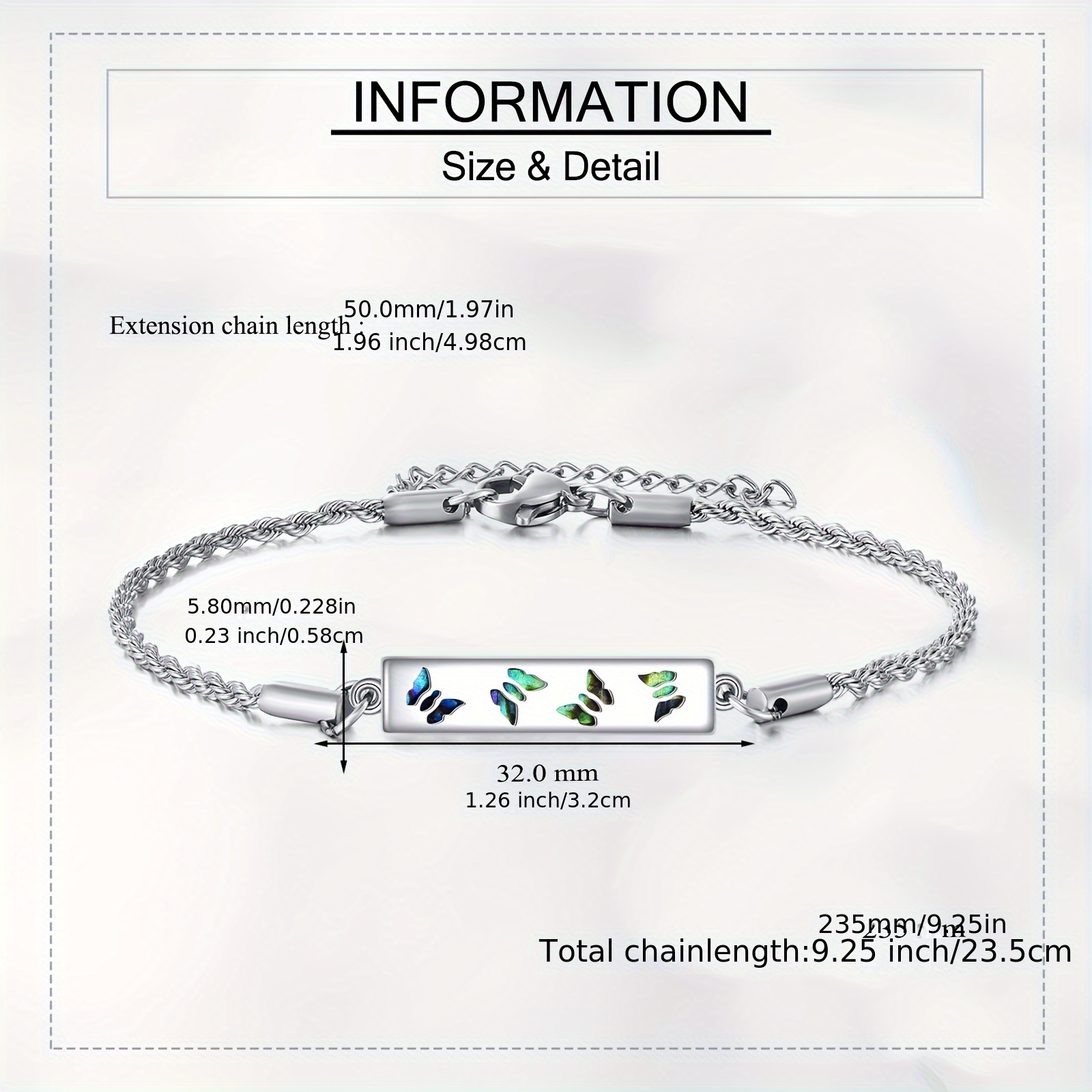 Sterling Silver Abalone Shell Butterfly Bracelet Gift